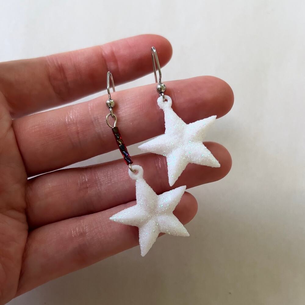 Sparkly Star Mismatched Earrings Christmas Handmade Holiday Party Jewelry